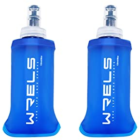 WRELS Folding Soft Flask Portable Collapsible Running Lightweight Water Bottle 150ml Gel Flask for Outdoor Sports,Travel with Mouthpeice Cover(150ml-2 Packs)