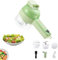 4 in 1 Handheld Electric Vegetable Cutter Set, Gatling Portable Vegetable Cutter, Rechargeable Garlic Chopper, Multifunction Food Mini Slicer (GreenChopper)