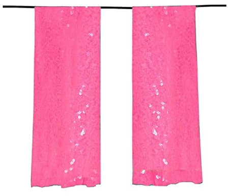 Paneele 2 ft x 8 ft Silber Schimmer Pailletten Stoff Photo Booth Hintergrund Pailletten Vorhänge Fotografie Hochzeit Party Hintergrund Dekor-Neon Pink,XS-2pc 2x3ft-60x90cm