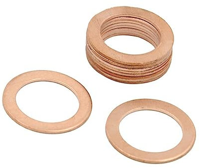 10pcs 16mm Inner Dia Copper Crush Flat Washers Car Engine Sealing Gaskets Rings (M16*24 * 2.0)