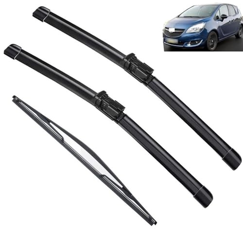 Autowischer kompatibel mit Opel Meriva B 2010–2017, Auto-Wischerblätter vorne und hinten, weiche Gummi-Scheibenwischer, automatische Windschutzscheibe, 28 Zoll + 22 Zoll + 16 Zoll, 2014 2015 2016 (Co