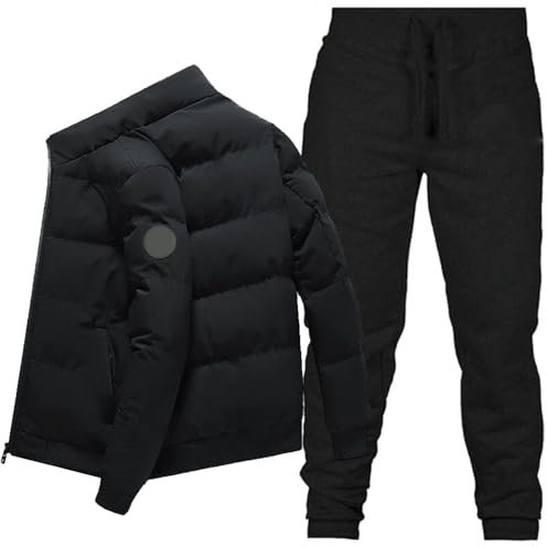 KBOPLEMQ Herren-Ski-Daunenanzug Winter Warm Snowboard-Jacken Hosen-Set Jogginganzug Schneekostüm Freizeitanzug Zweiteiler Sport Set Männer Herbst Winter Dauneanzug Daunejacke + Hose Outfits