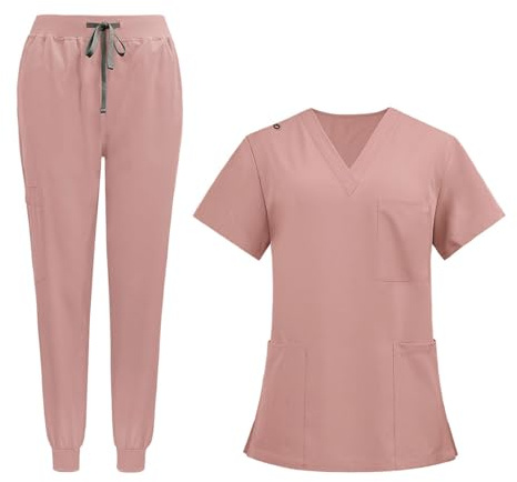 Harilla Krankenpflege-Uniformen, Peeling-Set, Krankenpflege-Arbeitsanzüge, Krankenschwester-Oberteil, Hosen, Männer und Frauen, Arbeitskleidung, bequeme, Rosa, m