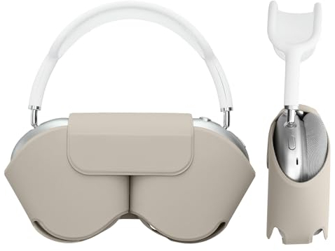 kwmobile Hülle kompatibel mit Apple AirPods Max Case - weiche Kopfhörer Tasche - Sleep Mode kompatibel - Etui aus Polyester - Cover in Hellgrau
