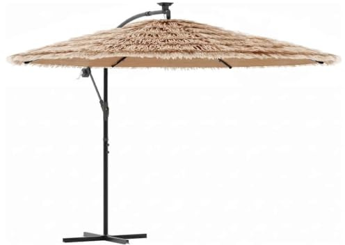 vidaXL Sonnenschirm mit LED und Stahlmast Braun 246x246x230 cm