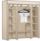 KESSER® Kleiderschrank Stoffschrank Stabil mit Kleiderstange & Ablagen, Inkl. 5X Kleiderbügel, Stoff Faltschrank für Schlafzimmer, Ankleidezimmer Garderobe mit Kleiderständer 150x45x175cm Beige