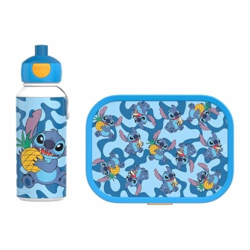 Mepal - Set de Almuerzo Campus - Fiambrera para Niños con Botella Pop-up y Fiambrera - Set de Almuerzo para el Colegio o para Llevar - Sin BPA - 400 + 750 ml - Stitch