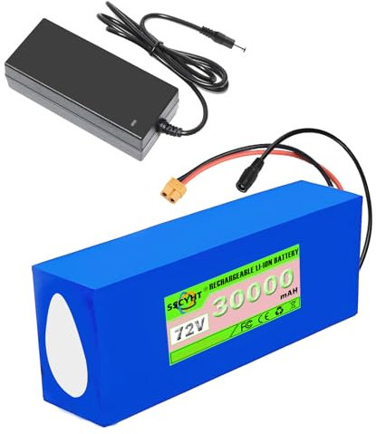 SSCYHT 72V Lithium Battery 72V 20Ah 15Ah 30Ah 35Ah 15Ah Lithium-ion Battery 72V Replacement Battery 72V Li-ion Battery for 250W - 2200W Motors with Charger and BMS,72V30Ah XT60