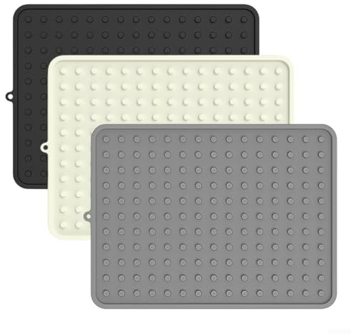 Niceminiwall Silikon-Abflussschüssel-Isoliermatte, 40 x 30 cm, hitzebeständig, rutschfest, für Küche, Arbeitsplatte, Schutzmatte (schwarz)