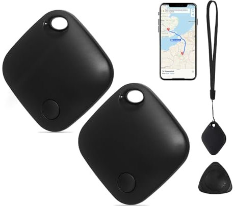AURTEC Smart GPS Tracker für Haustiere, Fahrzeuge, Schlüssel und Gepäck, kompatibel mit Apple Find My App (nur iOS), Echtzeit-globale Standortverfolgung, Lange Akkulaufzeit, Geo-Fencing, 2 Stück
