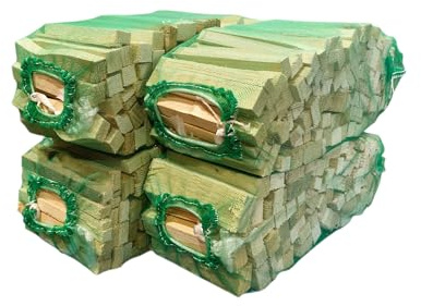 4 NETS of Kindling 12-16KG in Total Weight,Kiln-Dried, Ready to Burn, Supplied in a Ready to Grab Net, Natural Wood Fire Starter