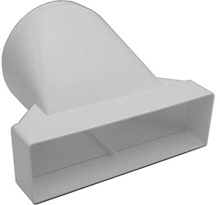 Kair Ducting Adaptor 204mm x 60mm to 125mm - 5 inch Rectangular to Round Straight Channel Connector for Converting to Different Size Duct Systems
