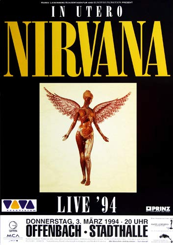 Nirvana - In Utero, Frankfurt 1994 » Konzertplakat/Premium Poster | Live Konzert Veranstaltung | DIN A1 «