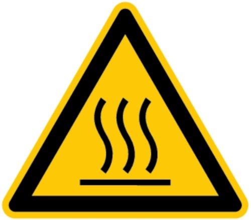 LEMAX® Warnschild, Warnung vor heißer Oberfläche W017 DIN EN ISO 7010 Alu geprägt gelb/schwarz, 100mm