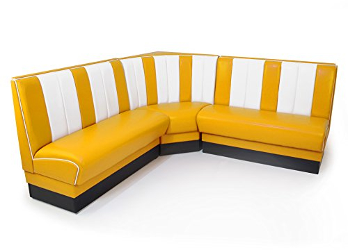 möbelland24 American Diner Eckbank gelb Set Viber 2X Sitzbank 122cm + Eckbank 78x78cm Retro
