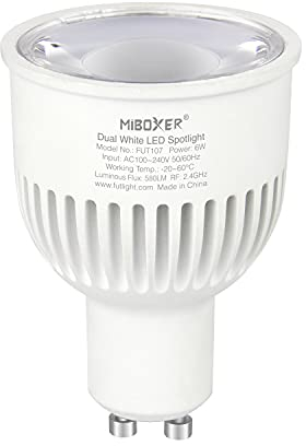 lighteu, Miboxer 6W GU10 Dual Weiß LED Strahler, Farbtemperatur einstellbar und Helligkeit dimmbar, fut107