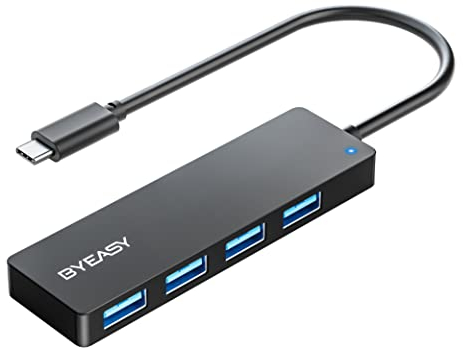 USB C Hub, BYEASY USB C auf USB 3.0-HUB mit 4 USB 3.0-Anschlüssen Anwendbar für MacBook Pro 2018 2017 iMac, Google Chromebook Pixelbook, XPS, Samsung S9, S8 und weitere USB-Geräte des Typs C