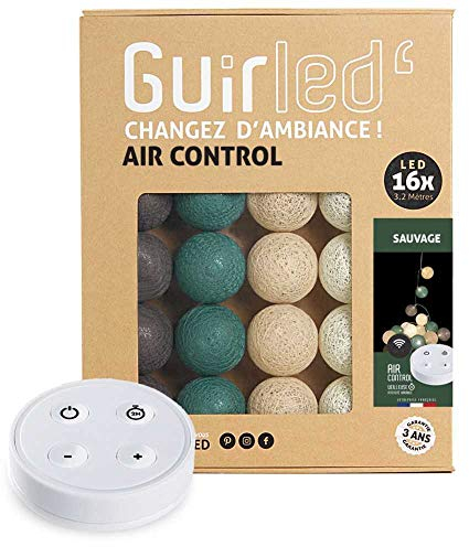 GuirLED - LED Baumwollkugeln Lichterkette USB - Drahtlose Fernbedienung - Baby Nachtlicht 2h - Dual USB 2A Netzteil enthalten - 4 Intensitäten – 16 Kugeln 1.6m - Sauvage