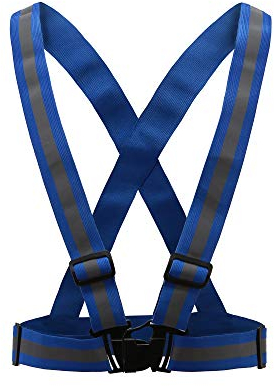 AYKRM Reflektoren joggen blau Warnweste Fahrrad Reflektorweste Joggen Sicherheitsweste Einstellbar Leicht für Laufen, Motorrad, Running Reflektierende für Erwachsene, Kinder (Blau)