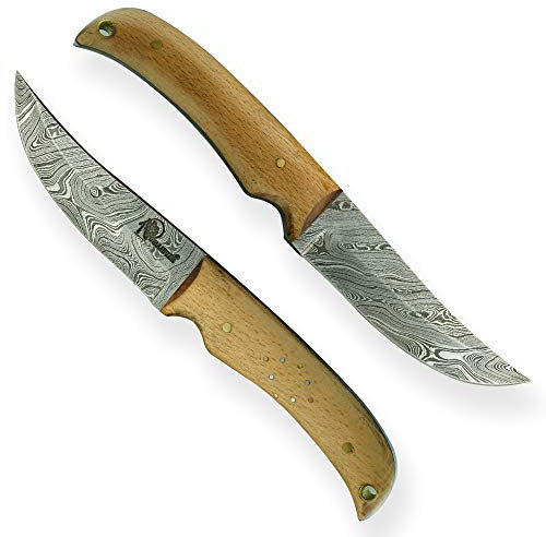 DELLINGER Skinner Birch Wood & Damasco & Coltello damascato & Outdoor lama 110 mm
