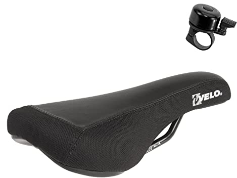 Velo Melow BMX Dirt Freestyle Fahrradsattel Fahrrad Sattel in Schwarz inkl. 1 Fahrradklingel