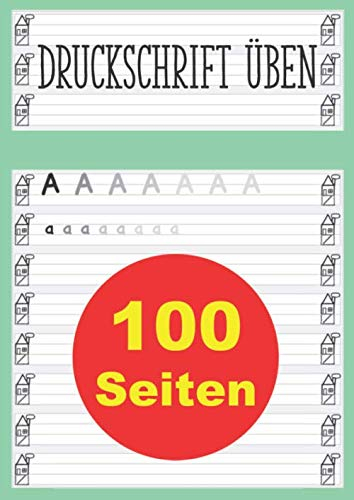 Druckschrift üben: Druckbuchstaben schreiben lernen | Schreiblernheft DIN A4 zum Üben von ABC Buchstaben