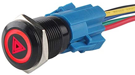 ETOPARS Schwarze Schale 19mm KFZ Kippschalter Wippschalter Druckschalter Schalter Drucktaster 12V Rot Licht Metall Notfall Gefahr Steckdose Stecker