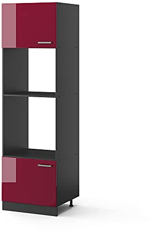 Vicco Mikrowellenschrank R-Line, Küchenregal für die Mikrowelle, Bordeaux Hochglanz/Anthrazit, 60 cm