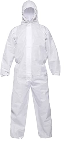 SMS OVERALL Schutzanzug Schutzoverall Einweganzug Maleranzug Einwegschutzanzug 3-lagig CAT 3 Typ 5 + 6 weiß TYP 55 FETEX (XXXL)
