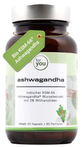 for you Bio ashwagandha 90 Kapseln - KSM-66® original indischer Premiumrohstoff - Ashwagandha (Schlafbeere) mit 5% Withanoliden - je 400mg pro Kapsel - natürlich, laborgeprüft, vegan, hochdosiert