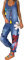 ORANDESIGNE Salopette Larghe da Donna senza Maniche Boho Tuta Bretelle Pantaloni Estivi a Fiori Retrò Salopette in Denim Pantaloni Lunghi a Gamba Larga Pantaloni con Bretelle A Blu, XL