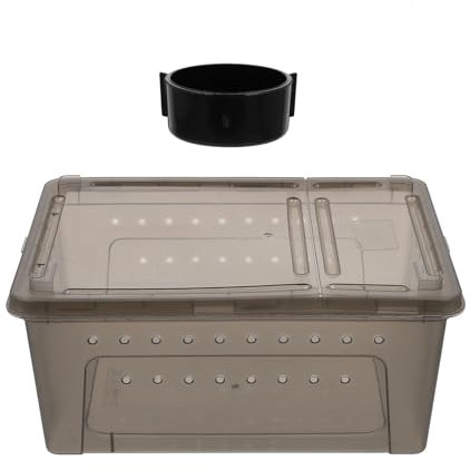 ULTECHNOVO Plastic Reptile Terrarium with Feeding Box, Reptile Terrarium Habitat Flat Faunarium Pet Breeding Box - Pet Supplies