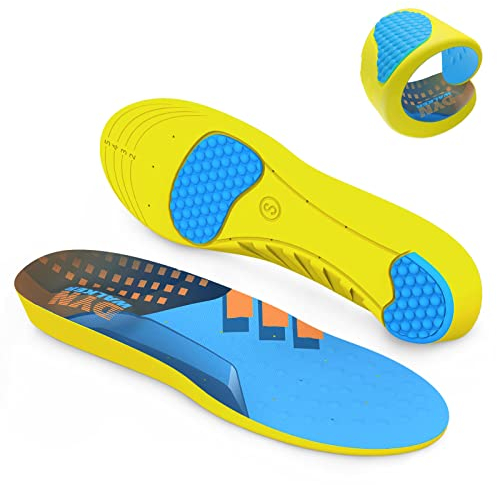 DynWalker Plantillas Gel Fascitis Plantar Unisexo a Pie Memory Foam de Elasticidad Arco Diario Reducción del Cansancio al Caminar Diseño Cómodo Antideslizante Tamaño Ajustable 1 Par M Multicolor
