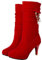 Minetom Stivali Donna Alti PU Decorazione di Perle Stivali Tacco A Spillo Scarpe Autunno Invernali Pelle Scamosciata Stivali B Rosso 34 EU