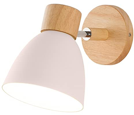 Fenteer Moderne minimalistische Wandlampe Holz E27 Macaron Nachttischlampe Wandleuchten für Restaurant Aufenthaltsraum Gang Home Beleuchtung, Weiß