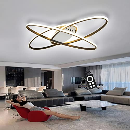 WERSVG Modern LED Deckenleuchte Wohnzimmerlampe Dimmbar mit Fernbedienung kreatives Oval deckenlampe Innen Dekorative Deckenbeleuchtung,für Wohnzimmer Schlafzimmer Küche und Büro (Schwarz)
