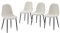 BAÏTA - Lot de 4 chaises Lena Tissu Bouclette écru Pieds métal Noir
