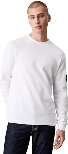 Calvin Klein Jeans Badge Waffle LS TEE L/S Knit Tops Men's, White (Bright White), XXL