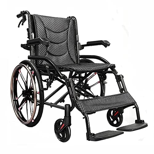 Bueuwe Faltbar Leicht Rollstuhl für Behinderte, Reiserollstuhl für die Wohnung und Unterwegs, Ultraleicht Rollstühle mit Selbstantrieb, Verstellbare Armlehne, Trommelbremse