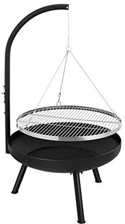 ADITAM KANBUN Barbecue all'aperto Braciere Ciotola Treppiede Appeso Griglia Girevole Regolabile per Campeggio Double The Comfort