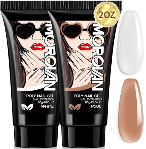 Morovan Poly Gel für Nails - 60ml Poly Gel Farben Poly Gel Set ohne UV Lampe Lang Anhaltend Acrylgel für Nägel for Anfänger Maniküre Quick Nägel Extension DIY Nail Art Dekoration