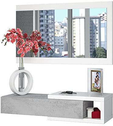 Mondo Viro Kit Hängeschrank mit Spiegel Noon aus Spanplatte 95 x 26 cm (Beton)