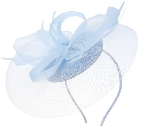 minkissy Fascinator Hat Tea Party Hat Fascinator Mesh Headband Women Fascinators for Wedding Sky Blue