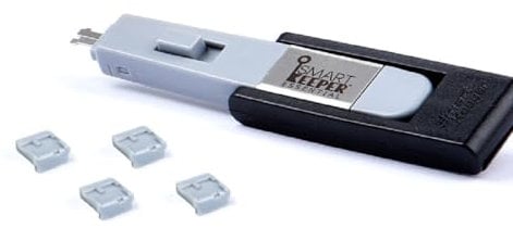 SmartKeeper Essential Lot de 4 bloqueurs de Port B Mini USB + Clé Gris