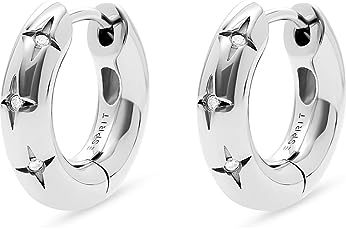 ESPRIT Damen-Creolen 925er Silber 6 Zirkonia One Size Silber 32024501
