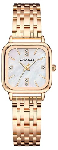 JewelryWe Uhren Damen Edelstahl Kalender - Elegant Rosegold Zifferblatt Analog Quarz Armbanduhr Frauen Woche Datum Kalender 30m wasserdichte Uhr mit Edelstahl Armband und Leuchtzeiger