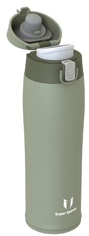 Super Sparrow Gourde Isotherme - INOX Bouteille Isotherme - 500ml - Mug Isotherme Étanche - Gourde Enfant sans BPA - Comprend 2 Couvercles avec Paille et Couvercle Sport