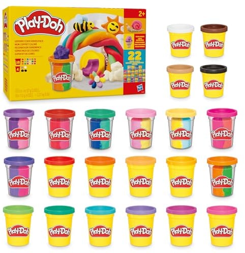 Play-Doh - Mon Coffret Coloré, Pack de 22 Pots de Pâte à Modeler (113 g et 57 g), 30 Couleurs Éclatantes, Loisirs Créatifs pour Filles et Garçons dès 2 Ans
