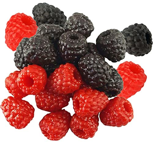 IMIKEYA 40 Stück künstliche Himbeeren: Deko Obst lebensecht Plastik Himbeeren - realistische Rot Schwarze Himbeere Kunstobst Deko Früchte Requisiten für Wohnkultur Party Fotoshooting