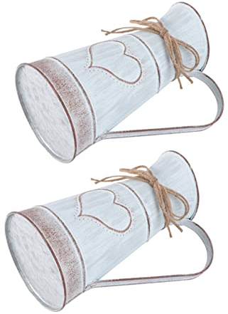 DECHOUS 2stücke Herzförmige Blumenvase Vintage Eimer Deko Für Wohnzimmer Und Hochzeit Hochwertige Eisenmaterialien Für Blumenarrangements Und Tischdekoration